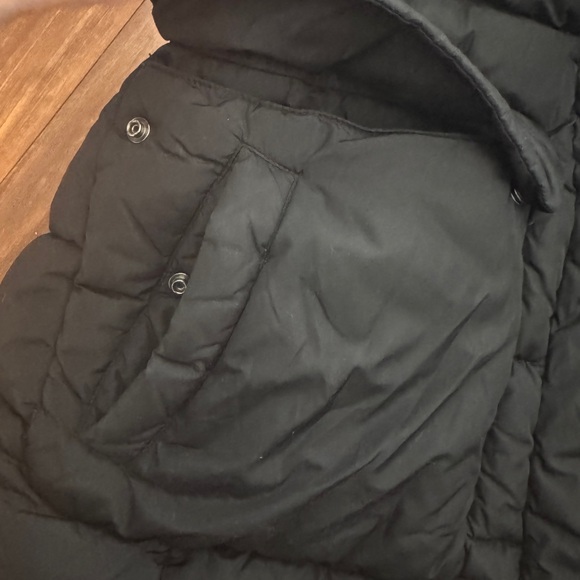 Add Down Black Belted Puffer Jacket with Fur Trim - Picture 8 of 8